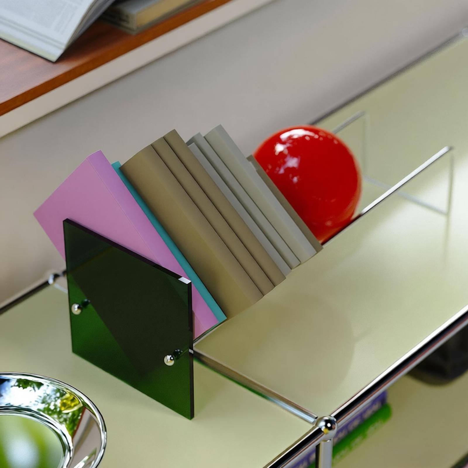 Aesthetic Bookend - Acrylic Book Stopper Stainless Steel Clear