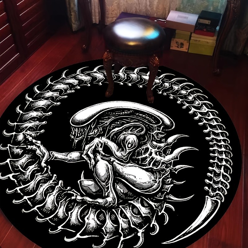 Home Decor Trend 2026 - Round Alien Xenomorph Rug Sci-Fi Horror