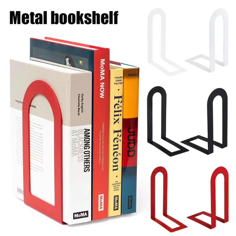 Aesthetic Bookend - 1 Pair L-shaped Iron Bookends Innovative