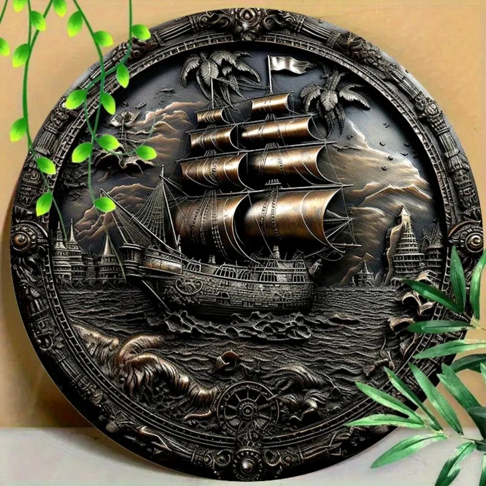 Home Decor Shop - 3D Pirate Ship Metal Wall Art: