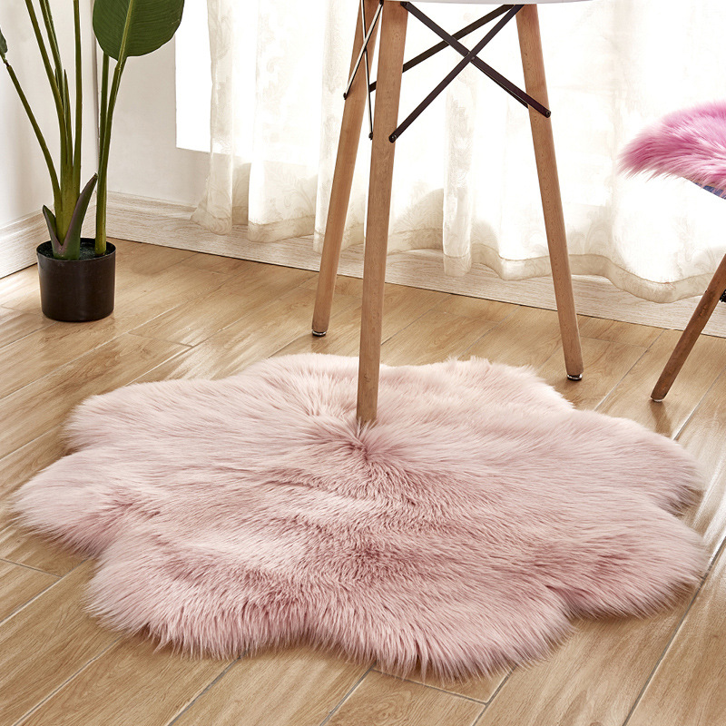 Cowhide Rug Faux - Plum Blossom Shape Soft Faux Fur
