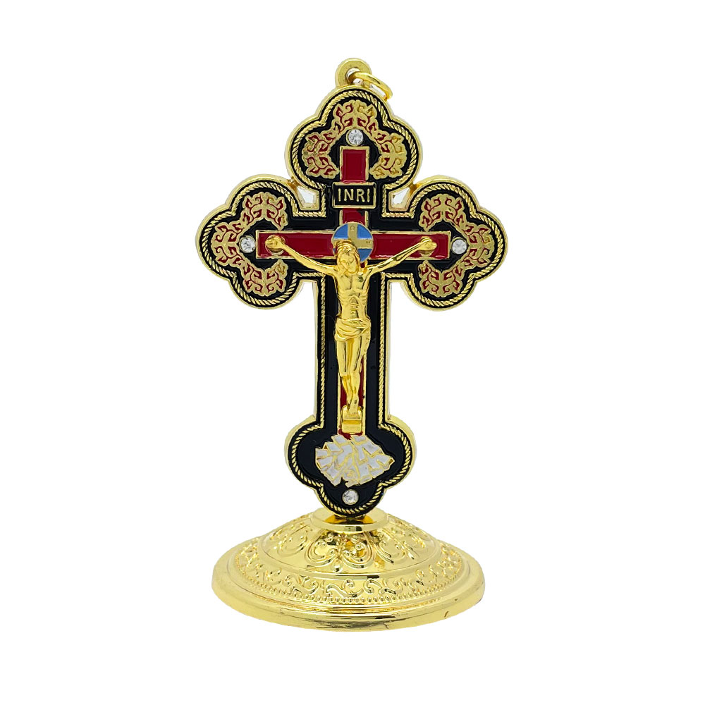 Home Decor In - New2026 Catholic Standing Crucifix Gold Enamel