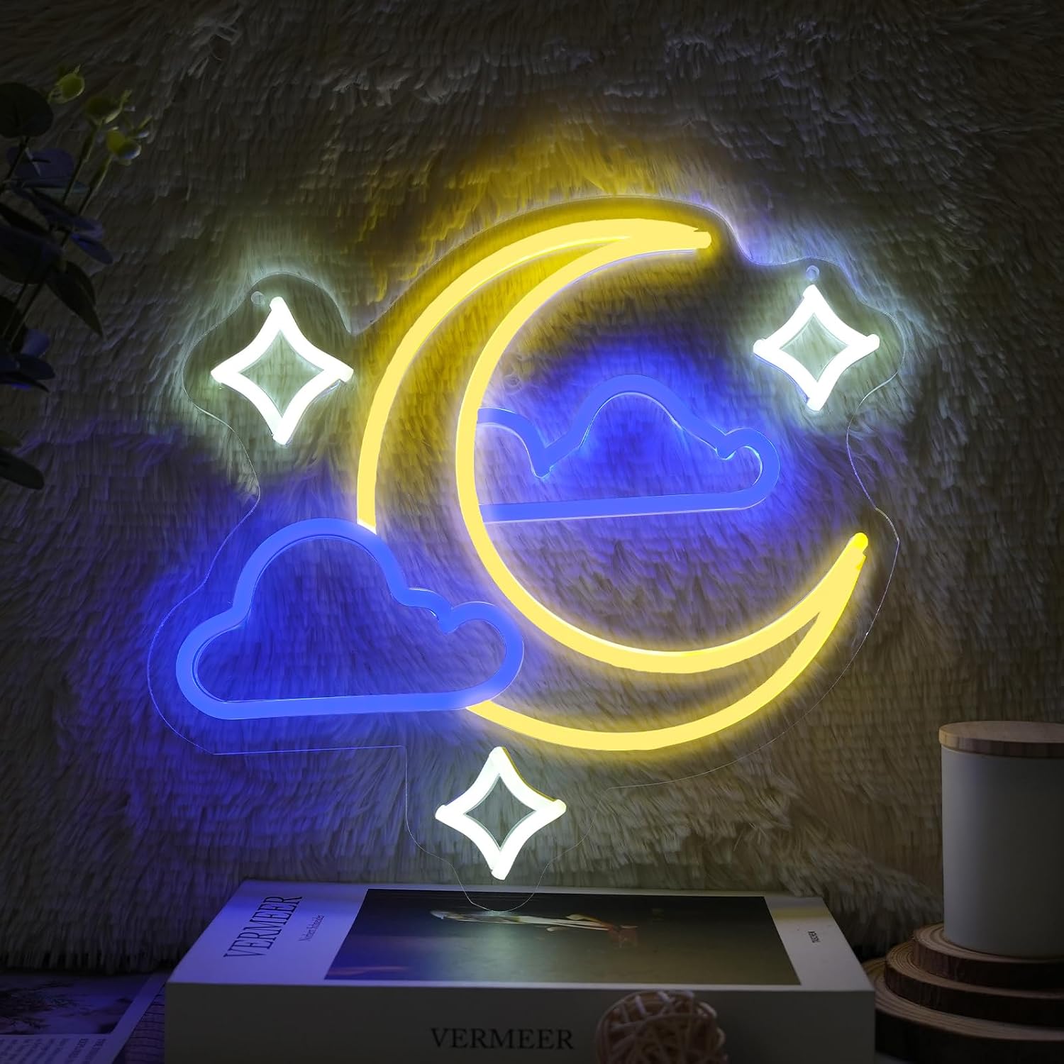 Hanging Moon Lamp - Moon Cloud Star LED Neon Sign