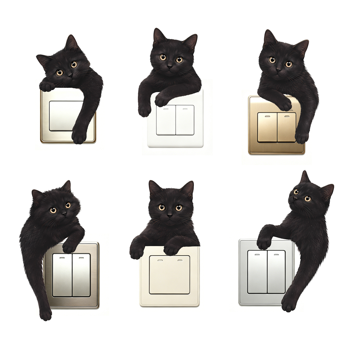 Home Decor Outlet - Cute Black Cat Light Switch Wall