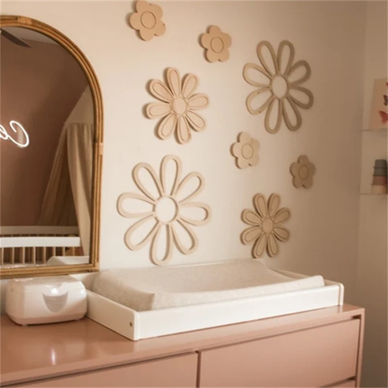 Home Decor Korea - Ins Wooden Daisy Wall Flowers Nursery