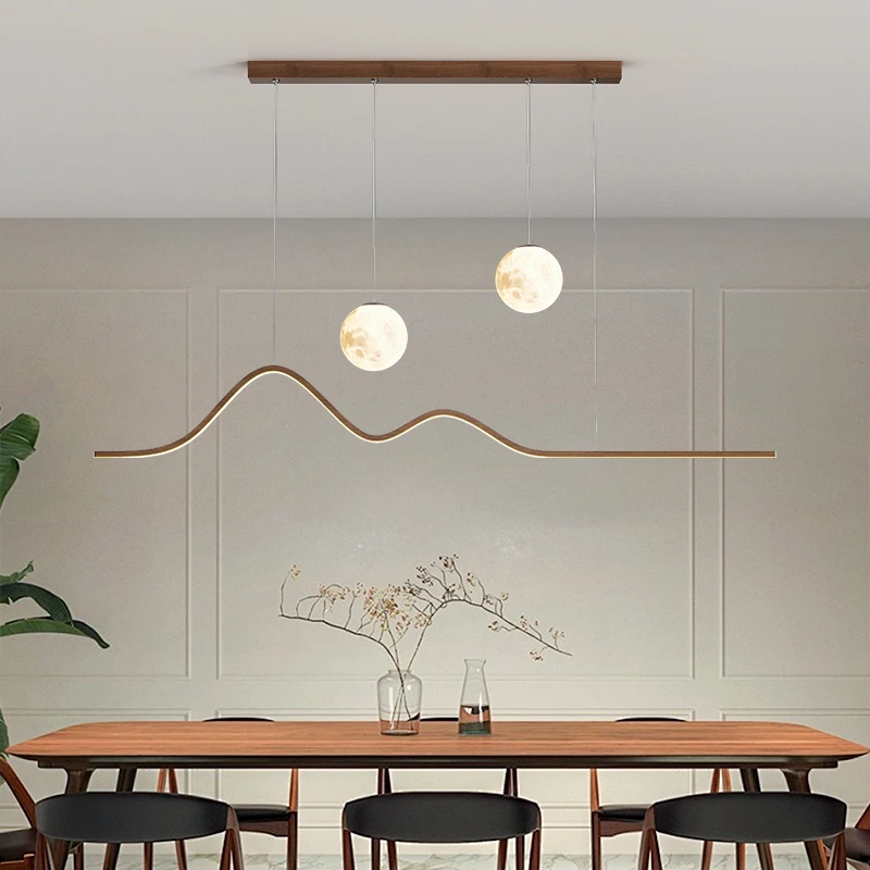 Hanging Moon Lamp - 2026 LED Wood Pendant Light For