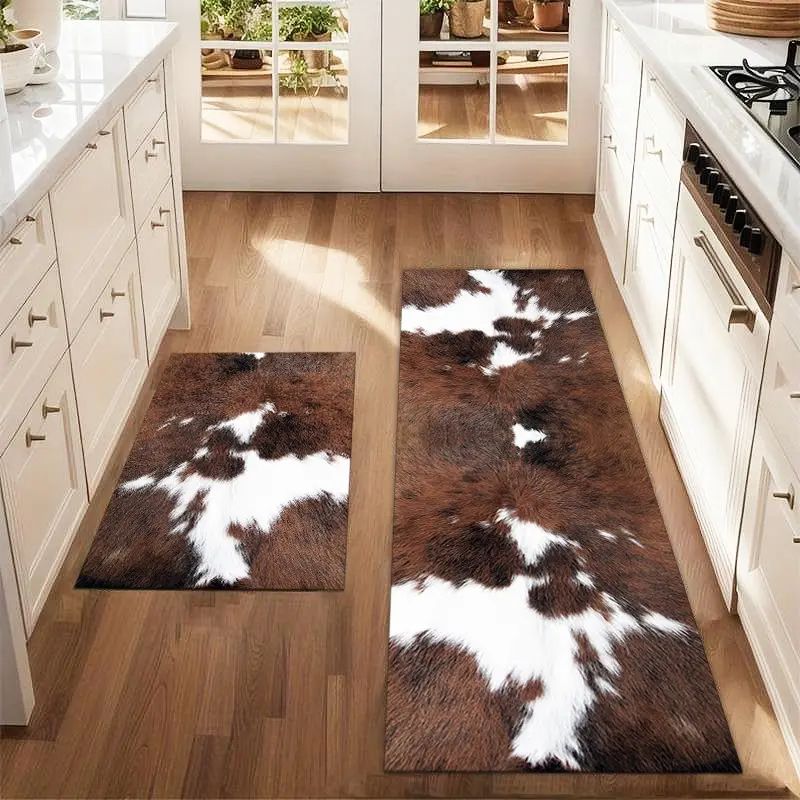 Cowhide Rug Faux - VIKAMA 1/2Pcs Western Cow Print Anti‑Slip