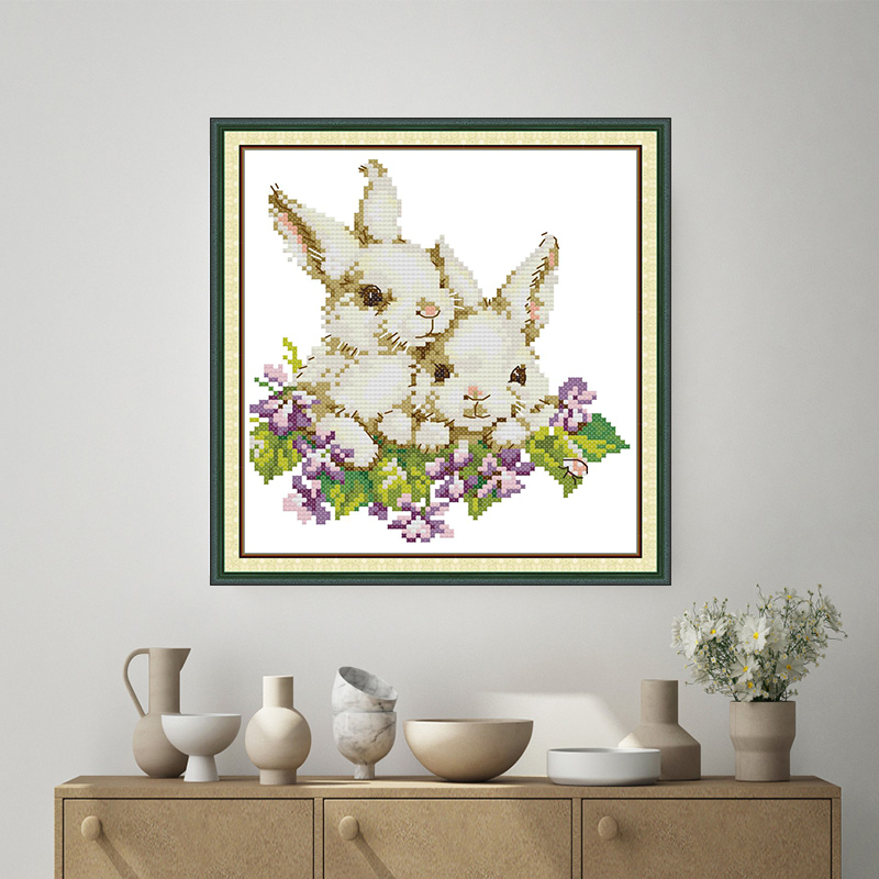Home Decor Outlet - Joy Sunday Bunny Siblings Pattern Cross