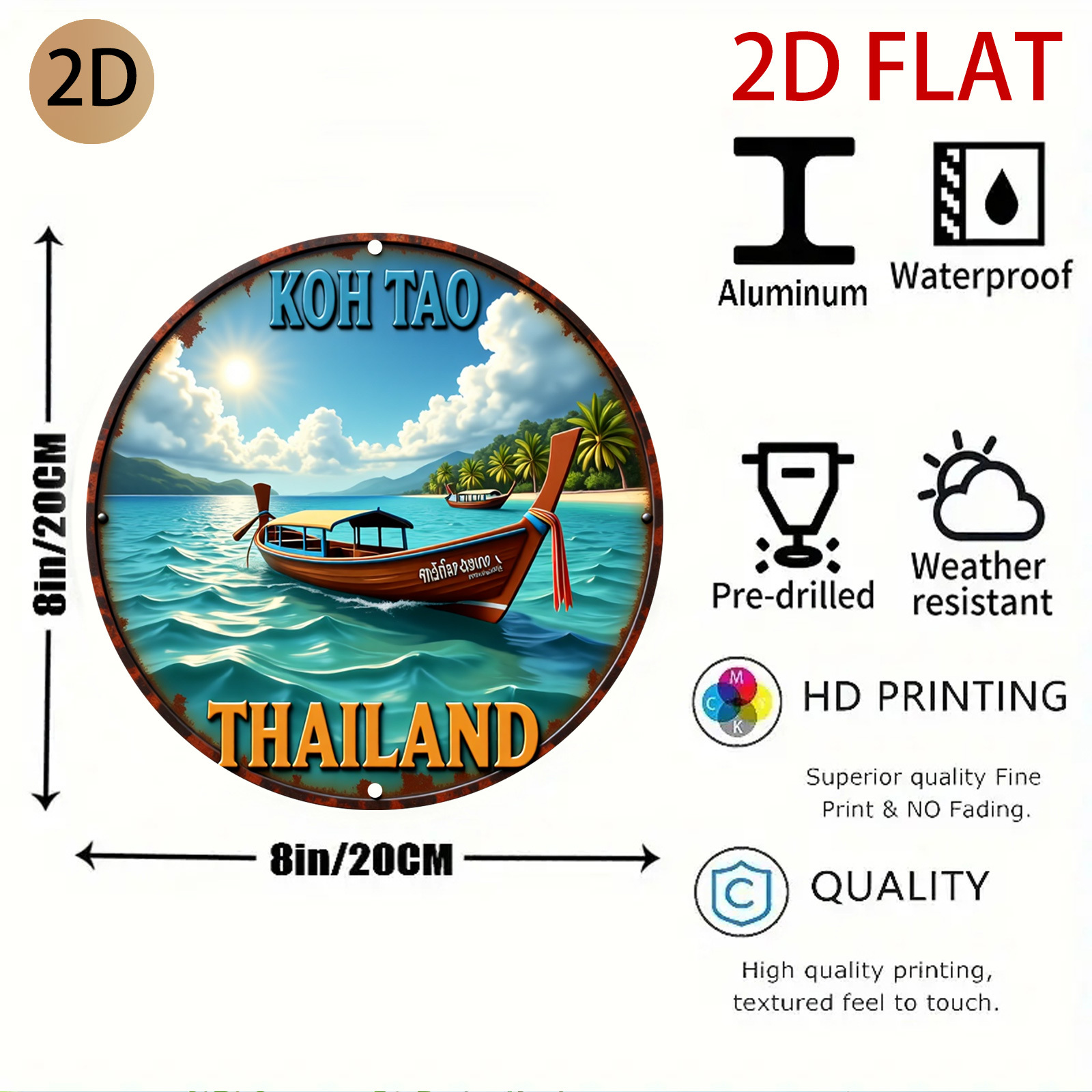 2D Flat Circular Koh Tao Thail - Home Decor Logo Design review and price