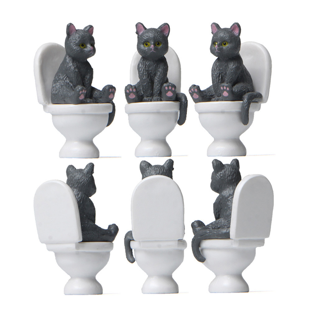 Cat Sit On Figurines Toilet Ca - Home Decor Korea review and price