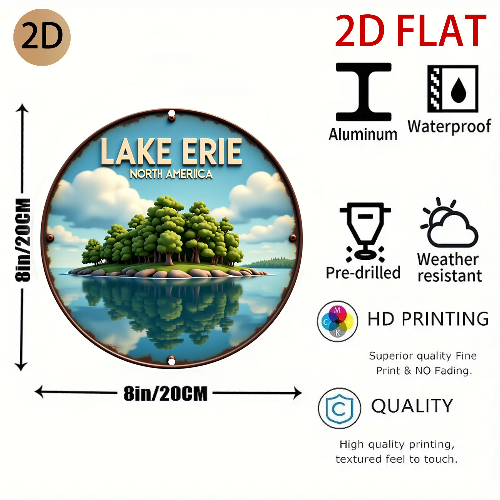 2D Flat Circular Lake Erie Log - Home Decor Logo Design review and price