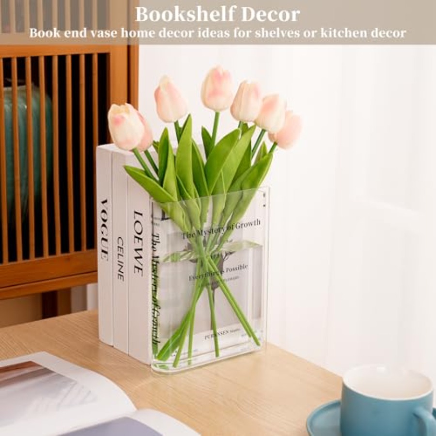 Clear Bookend Vase for Flowers - Aesthetic Bookend review and price