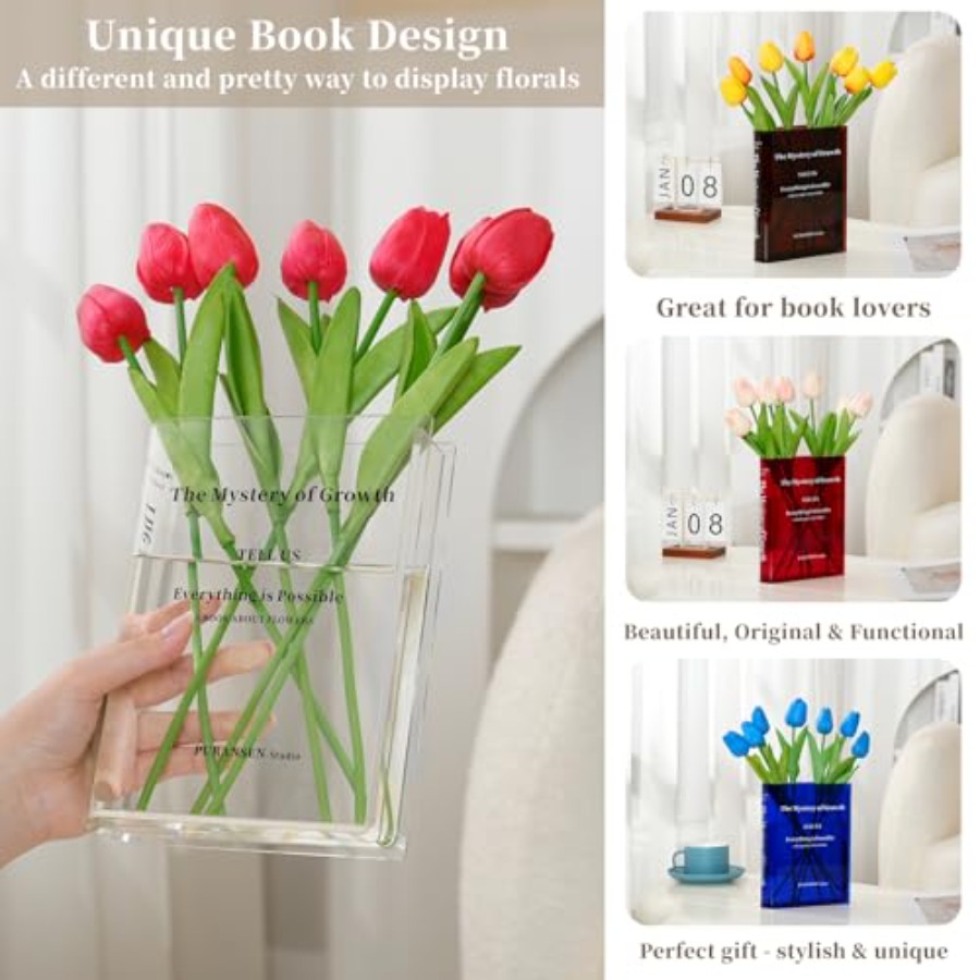 Clear Bookend Vase for Flowers - Aesthetic Bookend review and price