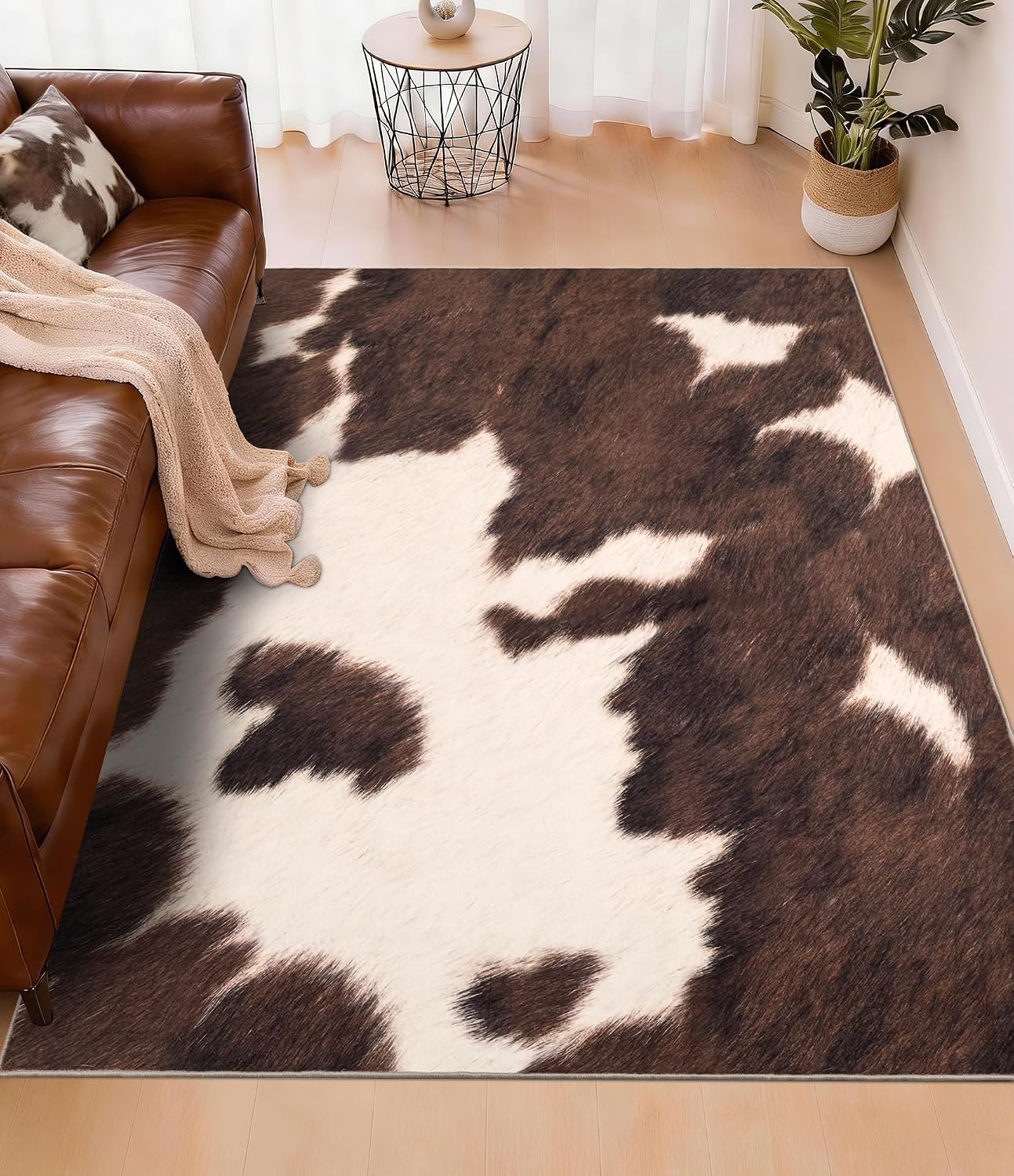 Brown Faux Cowhide Area Rug, S - Cowhide Rug Faux review and price
