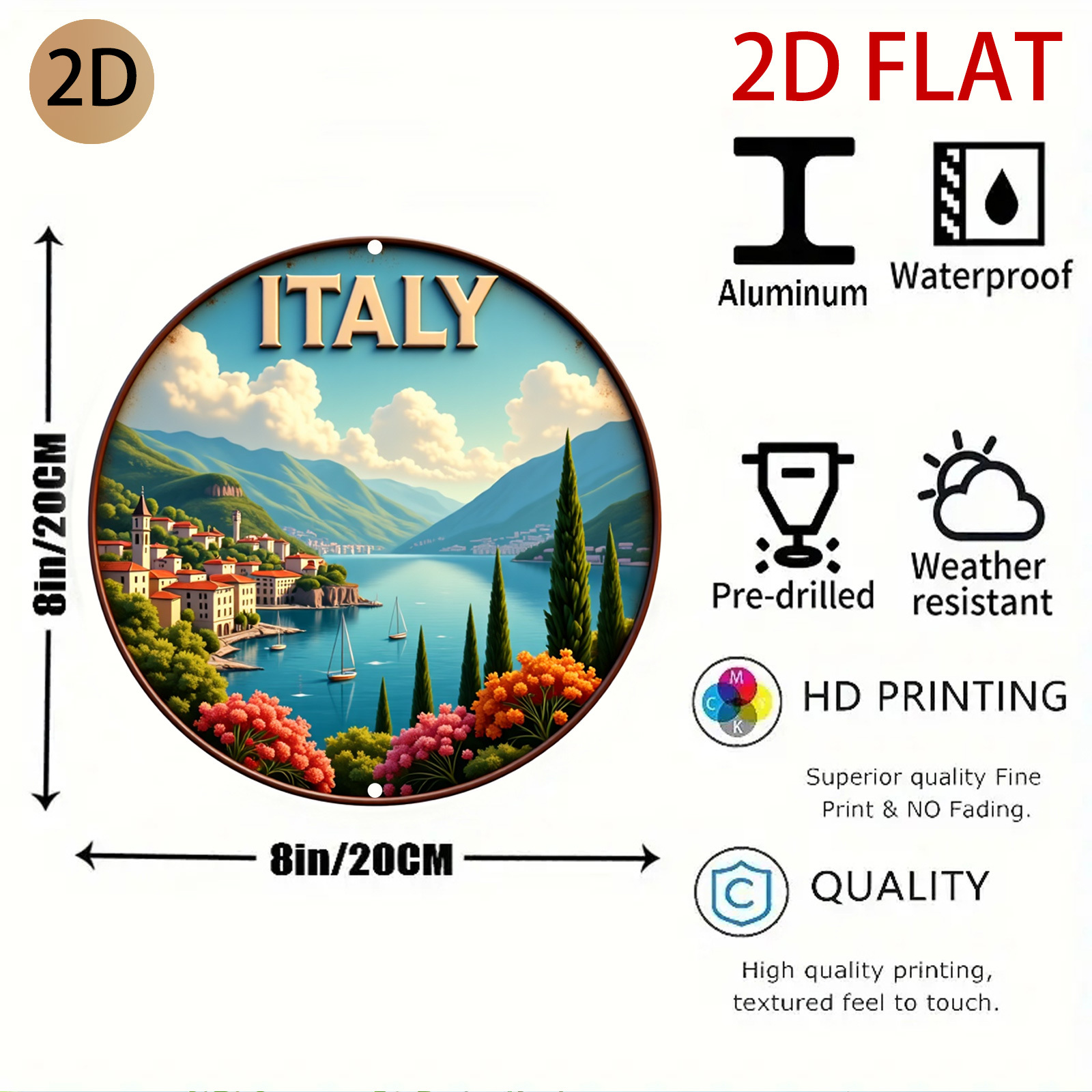 2D Flat Circular Italy Landsca - Home Decor Logo Design review and price