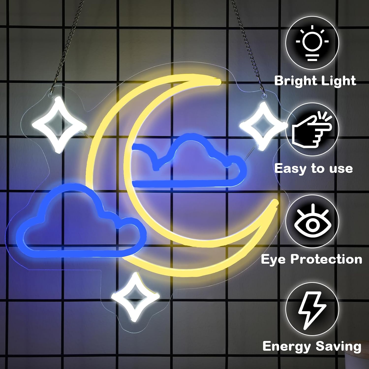 Moon Cloud Star LED Neon Sign  - Hanging Moon Lamp review and price