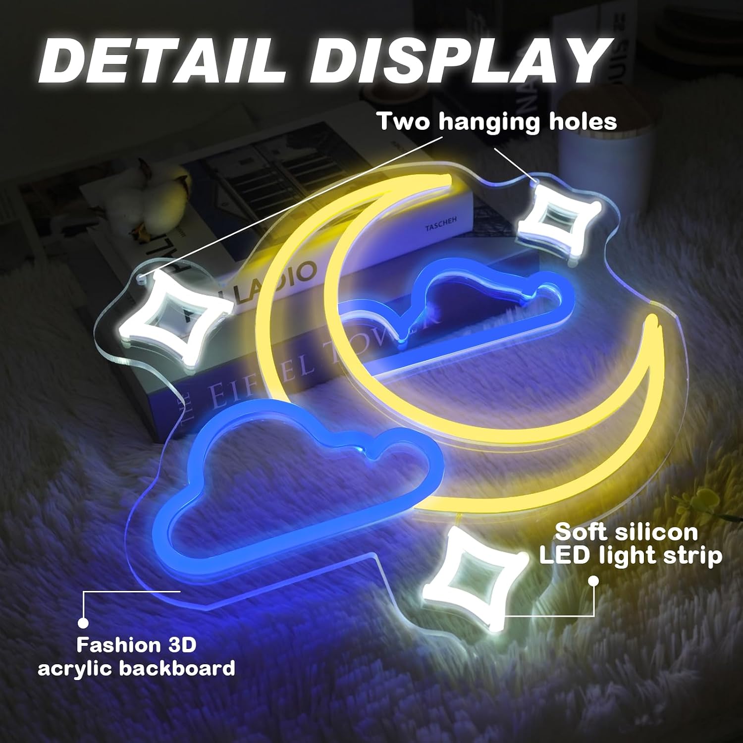 Moon Cloud Star LED Neon Sign  - Hanging Moon Lamp review and price