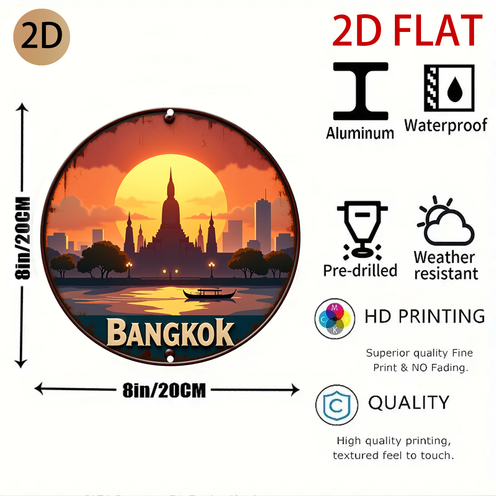 2D Flat, 2d Flat Bangkok Sunse - Home Decor Logo Design review and price