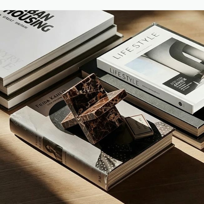 X-shaped Marble Ornament Books - Aesthetic Bookend review and price