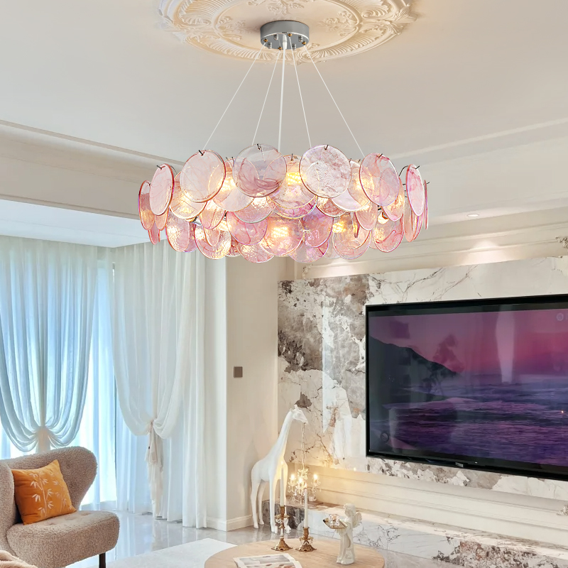 Murano Pink Glass Chandelier F - Hanging Moon Lamp review and price