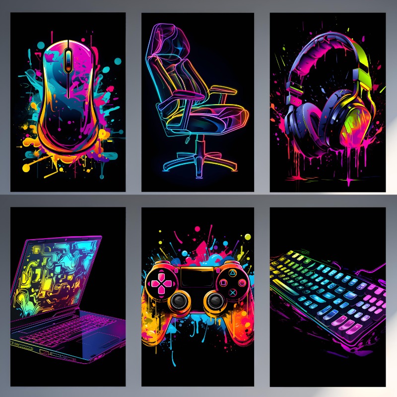 Watercolor Neon Video Game Pos - Home Decor Xbox Games review and price