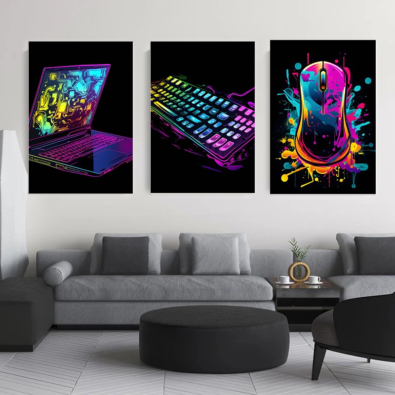 Watercolor Neon Video Game Pos - Home Decor Xbox Games review and price