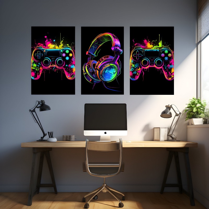 Watercolor Neon Video Game Pos - Home Decor Xbox Games review and price